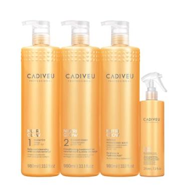 Imagem de Kit Cadiveu Professional Nutri Glow Shampoo Condicionador Máscara G e Leave-in P (4 produtos)