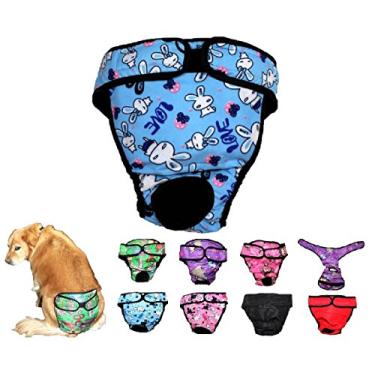 Imagem de Fralda de cachorro reutilizável lavável para raças de cães grandes e médias tamanho G, GG, XGG (GG: cintura 56 cm - 71 cm, coelho azul)