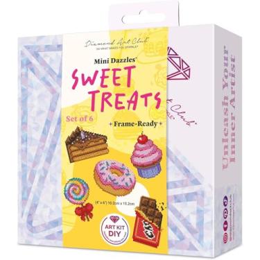 Imagem de DIAMOND ART CLUB Desserts Mini Dazzles™, kit de pintura de diamante DIY divertido para adultos, tela de arte de diamante para iniciantes, 10 x 15 cm (pacote com 6)
