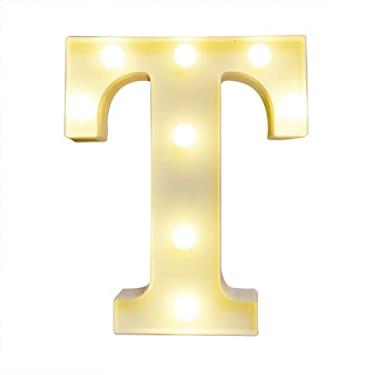 Imagem de LEDs de Alfabetos Leves, Brancos Quentes Constantes Luminárias de Luz Brilhante Assinam Luz para o Engajamento Decoração de Casamento da Festa (T)