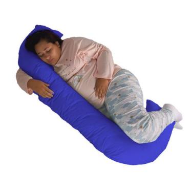 Imagem de Travesseiro Gigante Multiuso Unissex Formato C Happy Line, Azul