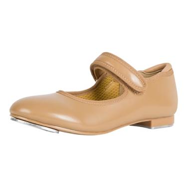 Imagem de Linodes Meninas Sapato De Sapateado Infantil Unissex Econômico Easy Strap Para Meninos E Maryjane Flat-Brown-13M-Little Kid