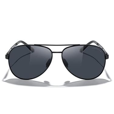 Imagem de MERRY'S Óculos de sol aviador para homens e mulheres – Óculos de sol polarizados para dirigir, lentes espelhadas, proteção UV 400, 58 mm, Armação preta/lente preta, Lens width: 58 millimeters