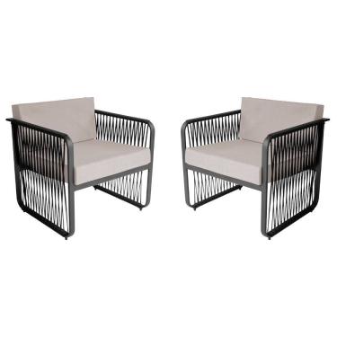 Imagem de Conjunto 2 Poltronas para Área Externa Santiago em Alumínio e Corda Náutica Acesse Móveis