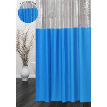 Imagem de Cortina de Banheiro Box Com Visor Pvc Impermeável Antimofo Com 9 Ganch