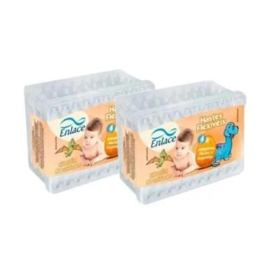 Imagem de Cotonetes Hastes Flexíveis Enlace Para Bebês Com 50 Unidades