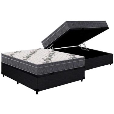 Imagem de Cama Baú Casal: Colchão D33 Ortobom /ep Airtech 100 + Box crc Courano Preto(138x188)