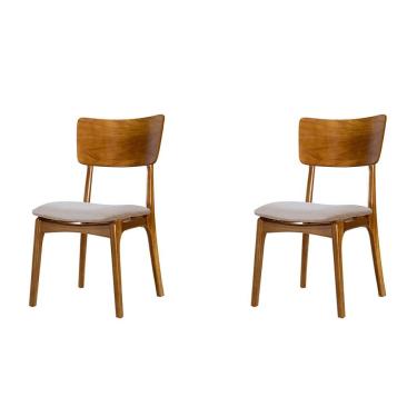 Imagem de Conjunto com 2 Cadeiras Parma Gold Boucle Bege e Imbuia Natural