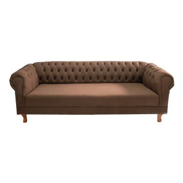 Imagem de Sofá Chesterfield Capitone Duque Suede Marrom 1,80