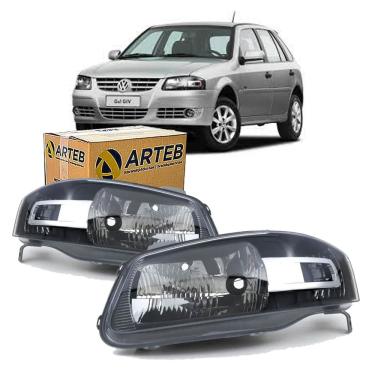 Imagem de Par Farol H4 Power Mascara Negra Iv Arteb Gol /parati /saveiro