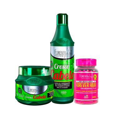 Imagem de Kit Forever Liss Cresce Cabelo, Másc, Shampoo E Forever Hair