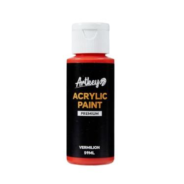 Imagem de Artkey Tinta acrílica Vermilion – Kit de pintura de artistas profissionais de 59 ml de tintas acrílicas de 59 ml para tela, tecido, couro, rocha, ovo, de Páscoa, madeira, cerâmica, vidro, arte artesanal