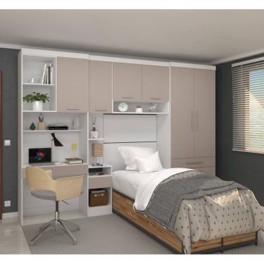 Imagem de Guarda Roupa Dormitório Modulado Alpes Solteiro Bancada de Estudo - Roupeiro Luciane M05