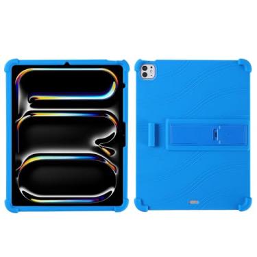 Imagem de QYiiD Capa para iPad Pro 13 polegadas M4 (2024), capa protetora de silicone leve à prova de choque macio para crianças, capa de silicone com proteção contra quedas de TPU macio, azul