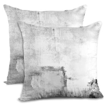 Imagem de Lnond Conjunto de 2 capas de almofada brancas e pretas - Capas de almofada decorativas macias de 45,7 x 45,7 cm, resistente a rugas e desbotamento, zíper oculto, lavável na máquina, acessórios de cama