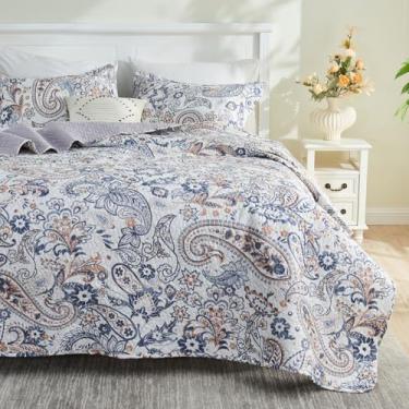 Imagem de Gogreen Conjunto de edredom solteiro – Conjunto de cama leve para todas as estações, respirável com 2 fronhas, cama refrescante em uma bolsa para dormir quente, Paisley