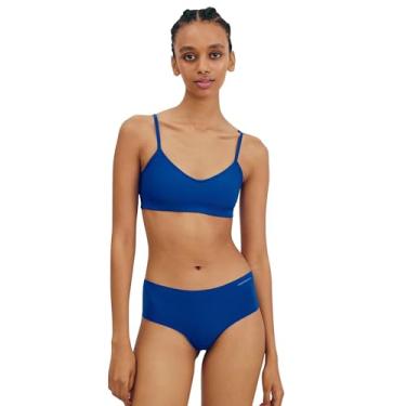 Imagem de Organic Basics Sutiã feminino com nervuras e gola V, Azul vibrante, P