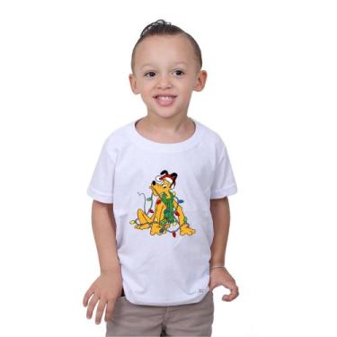Imagem de Camiseta Infantil Estampa Pluto Luzes de Natal Manga Curta Personaliza
