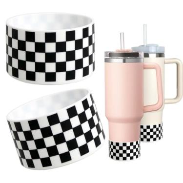 Imagem de GENLEAS 2 peças de capa protetora de silicone com padrão quadriculado para bota 340 g-1,134 g para Stanley Tumbler, Hydro Flask, Owala, Yeti, Simple Modern, Iron Flask Tumbler Acessórios, capa