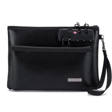 Imagem de Bolsa de dinheiro à prova de fogo com fechadura, bolsa de dinheiro de camada dupla, bolsa de armazenamento valiosa, cofre à prova de fogo, bolsa de dinheiro com zíper (preto, pequeno)