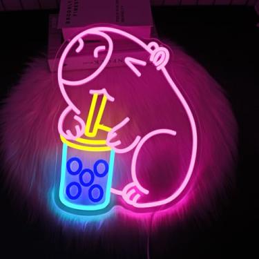 Imagem de Whfobfe Sinal de néon com luzes de néon LED para decoração de parede LED alimentado por USB para decoração de quarto