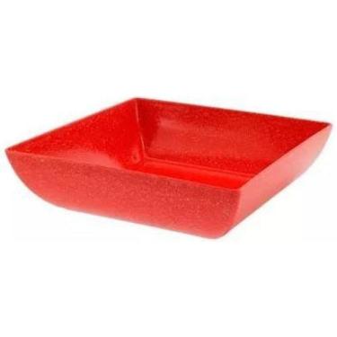 Imagem de Travessa Saladeira Fruteira Quadrada Vermelha Plástico