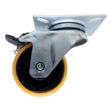 Imagem de Rodizio Giratório Placa Com Freio Poliuretano 300KG 4 Pol 13,5 Cm de A