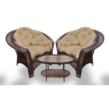 Imagem de Conjunto de Poltronas Fibra Sintética e 1 Mesa Centro