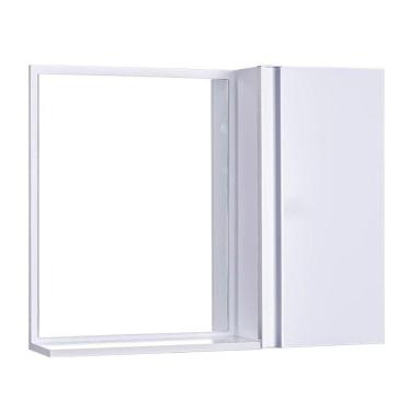 Imagem de Espelho para Banheiro com Armário Branco Barra Vertical