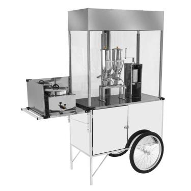 Imagem de Carrinho De Churros Cefaz Branco 2 Doceiras E Rodas De Bicicleta Bl23p
