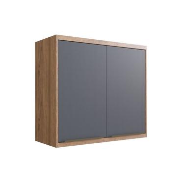 Imagem de Armário Aéreo Para Cozinha 80cm 2 Portas Viena Edez Louro Freijó/grafitto