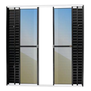 Imagem de Porta Balcão 6 Folhas Super 25 Vidro Reflex 210cm X 240cm Brimak Mix Preto