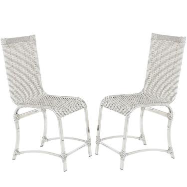 Imagem de 2 Cadeiras De Jantar Em Alumínio Polido E Fibra Sintética