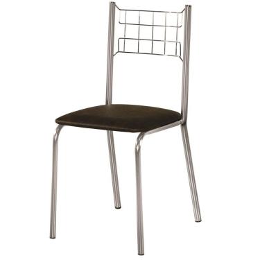 Imagem de Cadeira íris Com Assento Em Corino Aço Nobre Cromado Com Marrom