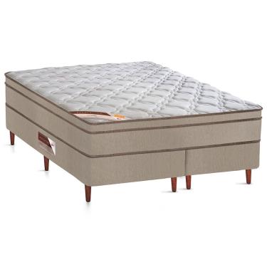 Imagem de Cama Box Super King Castor Revolution Com Molas Ensacadas 66x193x203cm Branco Com Bege