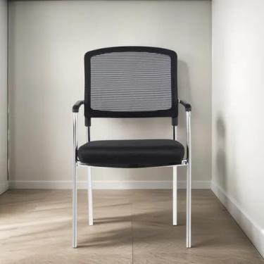 Imagem de Conjunto com 2 Unidades, Cadeira de Escritório Fixa, BlumeOffice BLM2028, Encosto em Tela, Base Cromada, Preto