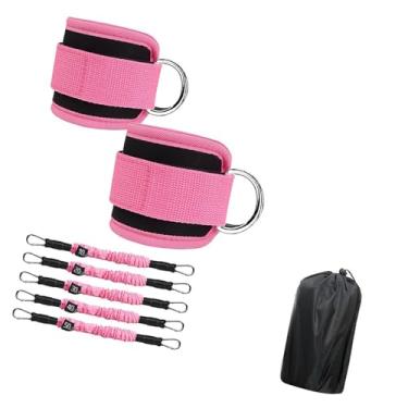 Imagem de Vaveren Faixas de tornozelo para exercícios com tornozeleiras ajustáveis, versáteis e portáteis para academia em casa, 3 níveis de 10 libras, 20 libras e 30, 8 Peças Rosa