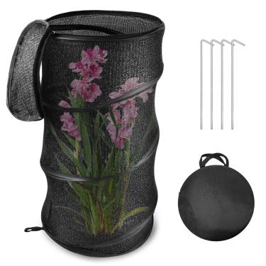 Imagem de 1 pacote com gaiola protetora de plantas pop-up para sombra de plantas de inseto animal mini estufa rede de pano de proteção solar 80% resistente a UV com estacas e zíper para canteiros elevados