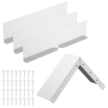 Imagem de 4 peças de protetores contra respingos de calha vale, calha de chuva vale, desviador prático de chuva de telhado, desviador de proteção de calha de metal com parafusos para canto de telhados de telhas