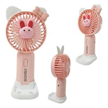 Imagem de Ventilador Portátil USB Recarregável, Design, 17cm, Base de Mesa, Bateria de 4-5 Horas (Rosa (Orelha de Gato))