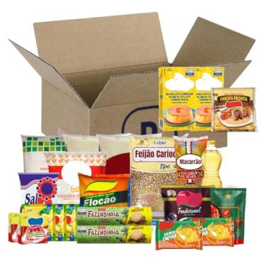 Imagem de Cesta Básica Essencial Completa, 22 Itens, Alimentos Variados, Kit Mensal