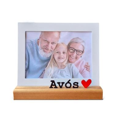 Imagem de Porta Retrato Avós 13x18cm, Moldura Decorativa em Metal e Madeira, branco, preto, vermelho, nogueira - GEGUTON