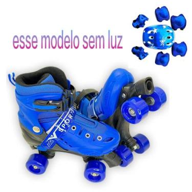 Imagem de Patins Quad Verde Dinossauro Meninos Com Led Com Proteção Patins Infan