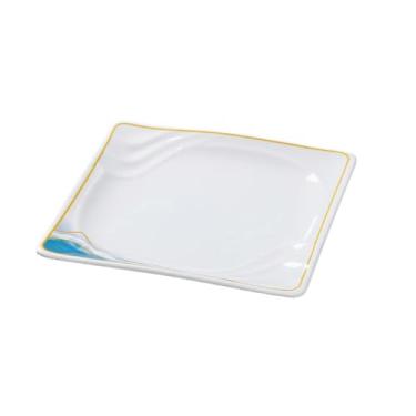 Imagem de Prato quadrado de porcelana de imitação delicada de cor esmaltada estilo nórdico - prato quadrado de canto listrado de 28 cm