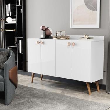 Imagem de Aparador Buffet Café 4 Portas Pés Palito Bia Cor Branco - Comprar Móve