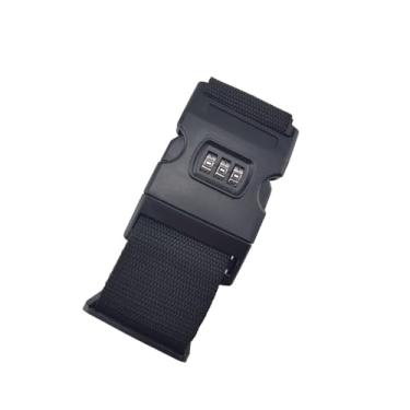 Imagem de Cinta de Proteção para Mala de Viagem, 2 Metros, Cadeado com Código de 3 Dígitos, Ajustável, 5 cm Largura (Preto)