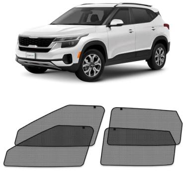 Imagem de CLIM ART Para-sol magnético para janela de carro para Kia Seltos 2021-2024, tela de cobertura de vidro lateral, cortinas de raios solares, protetor de janela para bebês em carros, acessórios de
