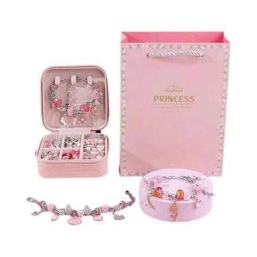 Imagem de Conjunto De Pulseiras De Miçangas DIY Para Meninas Com Caixa De Armaze