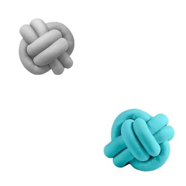 Imagem de Almofadas De Nó 28cm x 28cm Lindas Decorativas Sala Sofá Cama Cores (CINZA E TIFFANY)