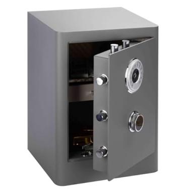 Imagem de Cofre de Segurança Digital com Biometria, Trava Tripla, Revestimento em Aço, Cinza